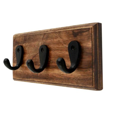 Black Iron Wooden Wall Hooks
